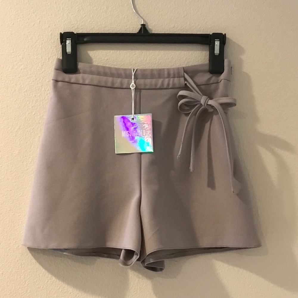 Missguided Gray Tie Shorts, Size 4